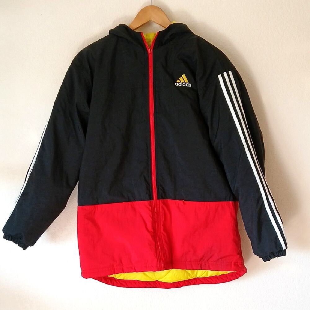 Vintage Adidas Colorblock Puffer Coat 90s MISSING ZIPPER PULL